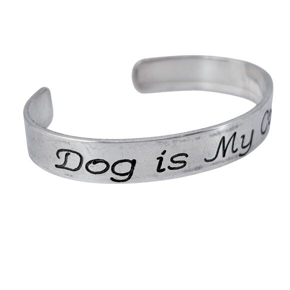 Dog Is My Co-Pilot H&H Cuff Bracelet | Vintage Sterling Silver 925 | 6.5" - Picture 5 of 11
